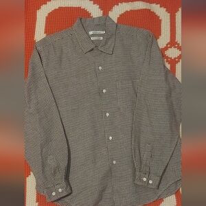 Club Monaco Men's Black and White Checkered Flannel Shirt